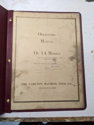 Carlton Machine Tool Operator Service Manual 1A Radial Drilling Old Copy