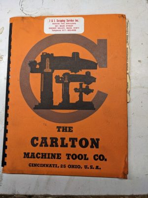 Carlton Machine Tool Maintenance Service Manual 3A 4A 5A Radial Drill Parts List
