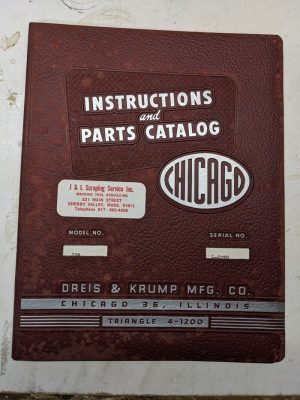 Chicago Instruction Service Manual Parts List Book Catalog Model #334 Press