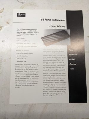 Ge Fanuc Automation Linear Motors Sales Brochure Specifications Features
