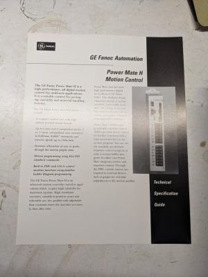 Ge Fanuc Automation Power Mate H Motion Control Sales Brochure Specs Features