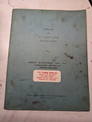 Morey Machinery Service Parts List Manual #3 Turret Lathe Machine Shop 1948