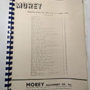 Morey Machinery Operator Service Manual Parts List #5 Turret Lathe Machine Copy