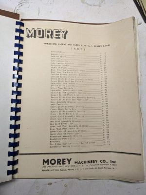 Morey Machinery Operator Service Manual Parts List #5 Turret Lathe Machine Copy