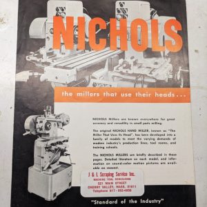 Nichols Twin Mill Sales Brochure Machine Tool Features