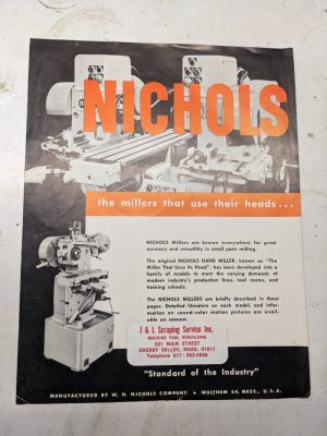 Nichols Twin Mill Sales Brochure Machine Tool Features