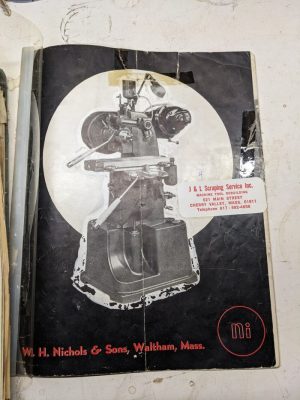 Nichols Twin Mill Operator Service Manual Parts List Book Machine Tool Hand