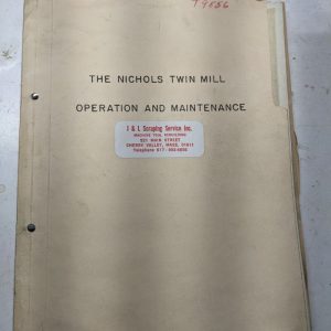 Nichols Twin Mill Operator Service Manual Parts List Book Machine Tool
