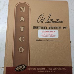 Natco Oil Instruction Maintenance Service Manual National Automatic Tool C13
