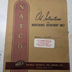 Natco Oil Instruction Maintenance Service Manual National Automatic Tool E5-443