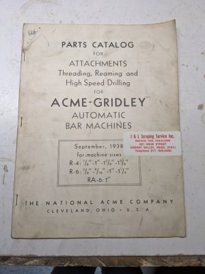 National Acme Service Parts List Book Manual Gridley Automatic R Ra Model 1938