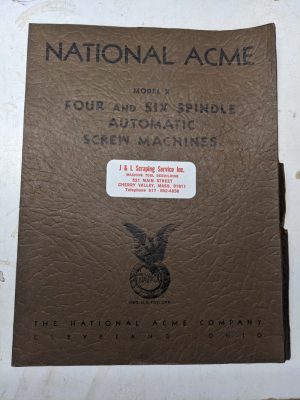 National Acme Operator Service Manual Gridley Automatic R Model Screw