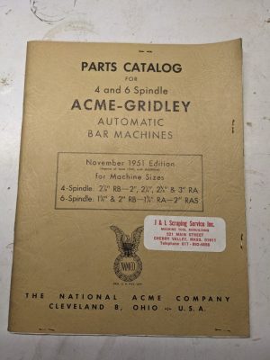 National Acme Service Parts List Manual Gridley Automatic Bar Rb Ra Ras Model