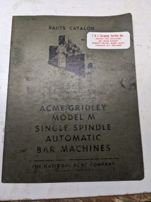 National Acme Service Parts List Book Manual Gridley Automatic M Model Catalog