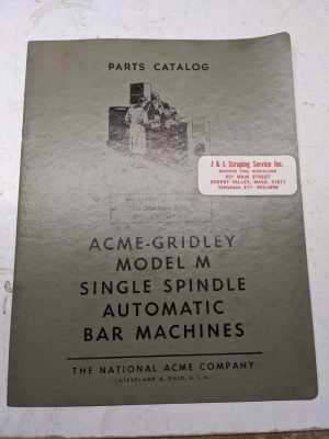 National Acme Service Parts List Manual Gridley Automatic M Model Catalog 1952