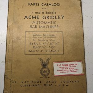 National Acme Service Parts List Manual Gridley Automatic R Ras Model Bar 1944