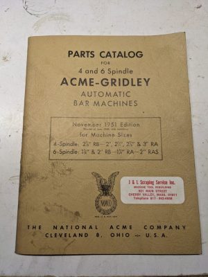 National Acme Service Parts List Manual Gridley Automatic Rb Ras Model Bar 1951