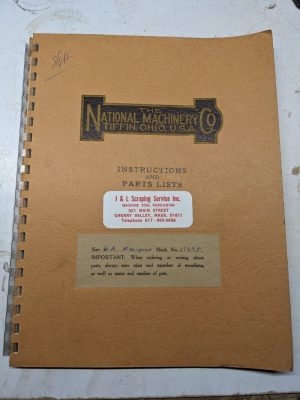 National Machine Instruction Service Manual Parts List Book #6A Maxipres Shop