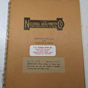 National Machine Instruction Service Manual Parts List Book Reduceroll 1950