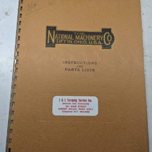National Machine Instruction Service Manual Parts List Book Cold Headers