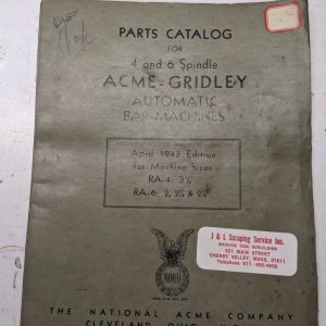 National Acme Service Parts List Manual Gridley Automatic Ra- 4 6 Model Bar 1943