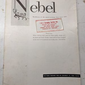 Nebel Lathes Service Parts List Book Manual Catalog Machine Tool Aa-426436