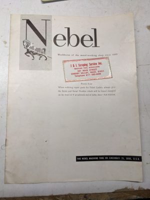 Nebel Lathes Service Parts List Book Manual Catalog Machine Tool Aa-426436