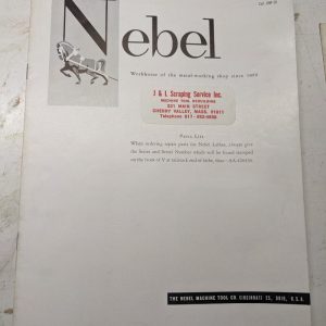 Nebel Lathes Service Parts List Book Manual Catalog Machine Tool Aa-426436 Shop