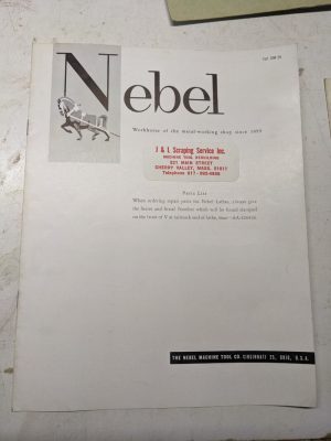 Nebel Lathes Service Parts List Book Manual Catalog Machine Tool Aa-426436 Shop