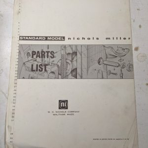 Nichols Milling Machine Tool Service Repair Parts List Book Manual Standard