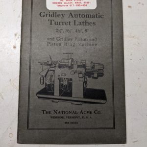 National Acme Service Repair Parts List Manual Gridley Automatic Lathes Ring