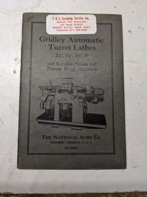National Acme Service Repair Parts List Manual Gridley Automatic Lathes Ring