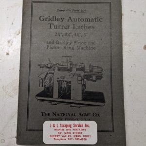 National Acme Service Repair Parts List Manual Gridley Automatic Lathes 1920