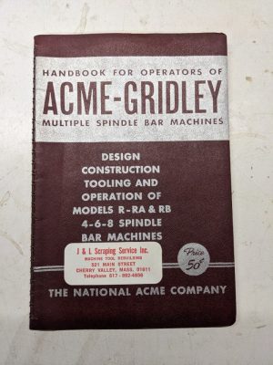 National Acme Service Repair Parts List Manual Gridley Automatic Bar Mach Tool