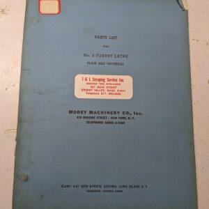 Morey Machine Tool Service Repair Parts List Catalog Manual #3 Turret Lathe