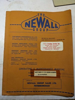 Newall Mark I 2436 Jig Boring Machine 54 Ja 2436-94 Service Operator Manual