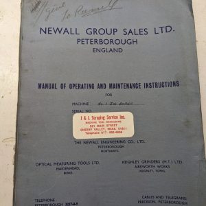 Newall #1 Jig Boring Machine Service Operator Manual Repair Parts List Book