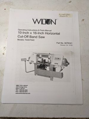 Wilton Sawing Systems Operator Service Manual Parts List Cut Off 7020 7040 2003