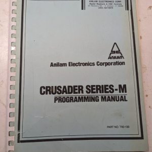 Anilam Electronics Instruction Service Manual Crusader Series M Programming