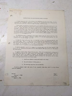 Speedfam Instructions Maintaining Wheel Flatness Abrasive Grinidng Machine 1968