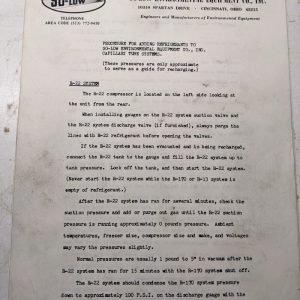 So-Low Equipment Procedure For Adding Refrigerants To Capillary Tube Systems