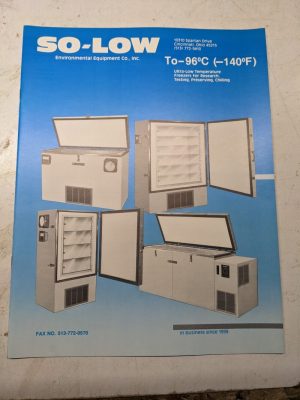 So-Low Equipment Sales Brochure Catalog Freezers Features Specification