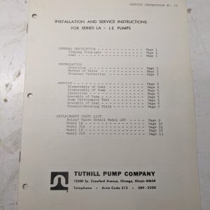 Tuthill Pump Company Install Service Instruction Manual La Le Series #11