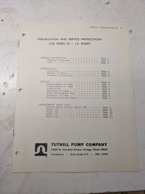 Tuthill Pump Company Install Service Instruction Manual La Le Series #11