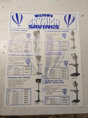 Wilton'S Sales Brochure Price List Catalog Drill Press Band Saw Zip Grinder