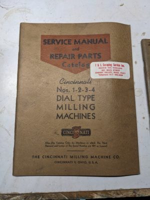 Cincinnati Service Manual Repair Part List Catalog #1 2 3 4 Milling 1938 M-786-4