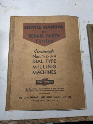 Cincinnati Service Manual Repair Part Book Catalog #1 2 3 4 Milling 1938 M-786-5