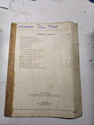 Cincinnati Service Manual Repair Part List Catalog #1 2 3 4 Milling M-786-2