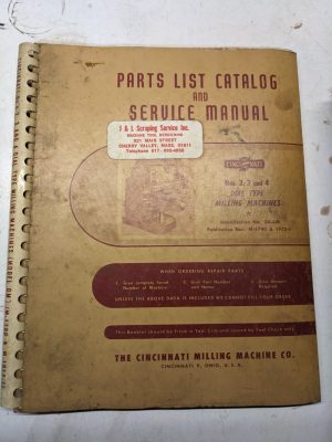 Cincinnati Service Manual Repair Parts Catalog #2 3 4 Milling Machine M-1790
