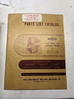 Cincinnati Service Repair Part List Catalog Manual 4 Spindle 360 Auto Profiler